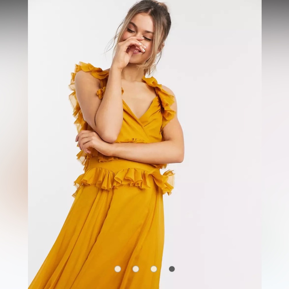ASOS tiered ruffle maxi dress with tie back
